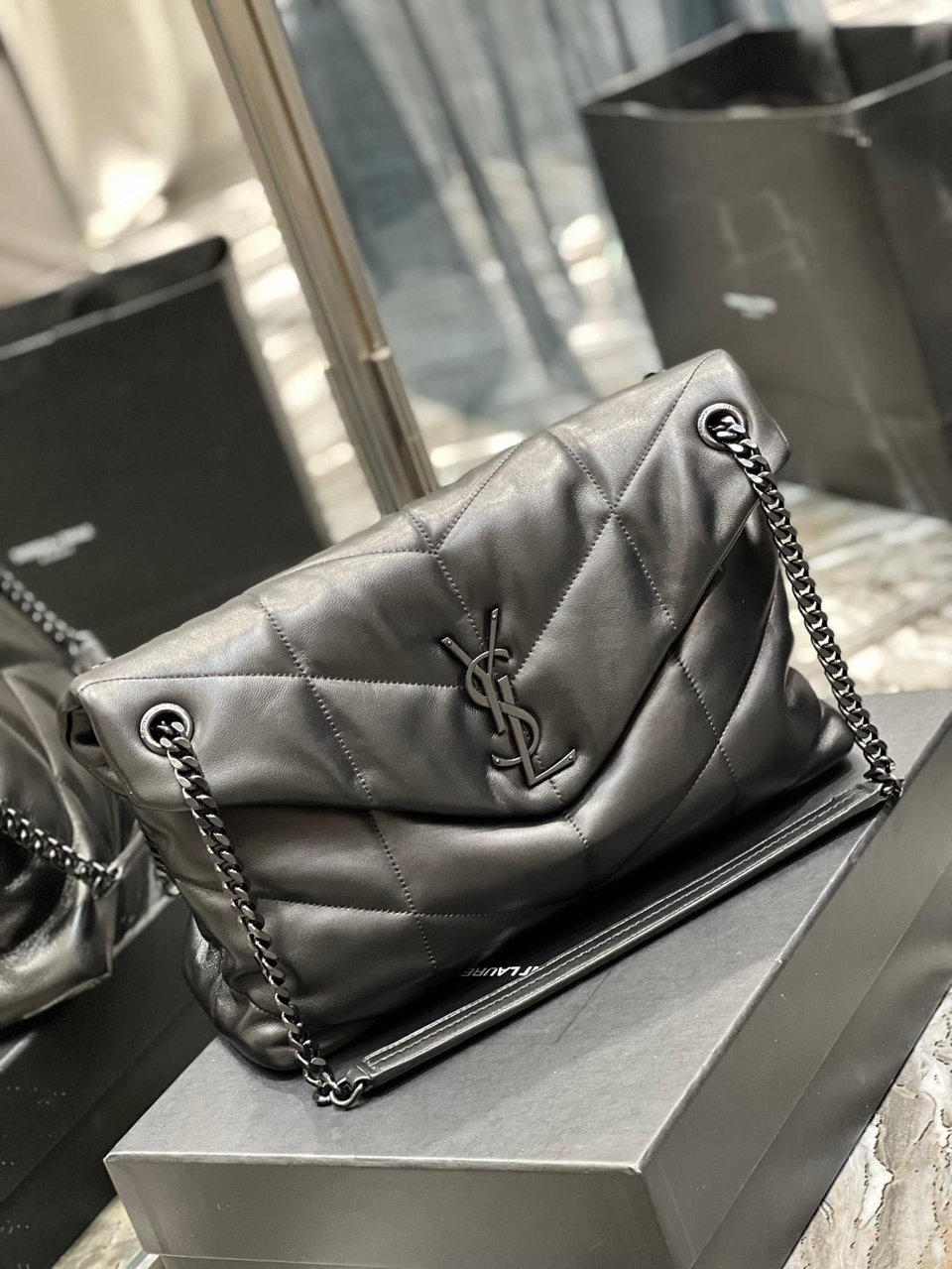Saint Laurent Puffer Medium Chain Bag In Quilted view 8