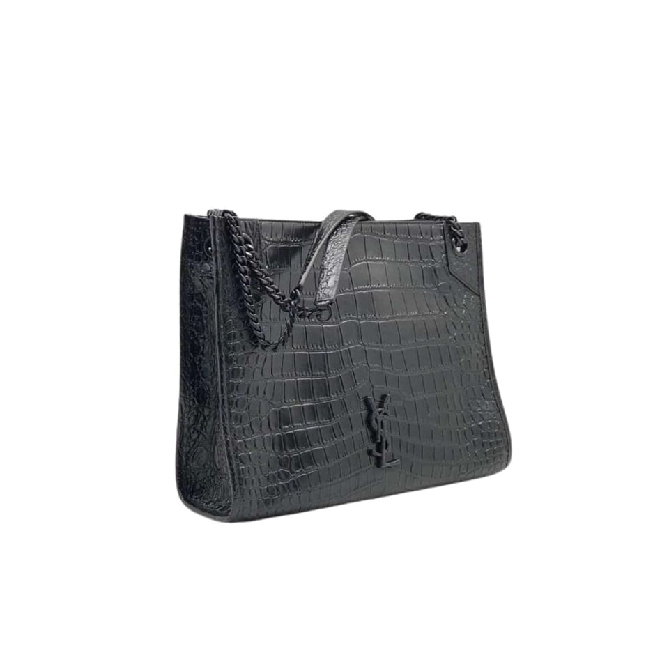 Saint Laurent Niki Shopping Bag In Crocodile Embossed Leather Black 33Cm view 2
