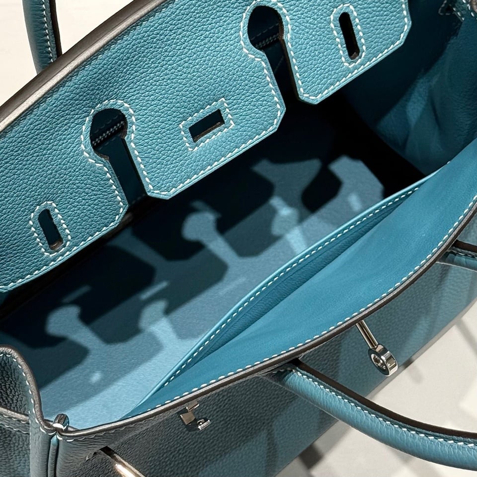 Hermes Birkin 25Cm Teal Green Togo Leather Silver Hardware 237510 view 3
