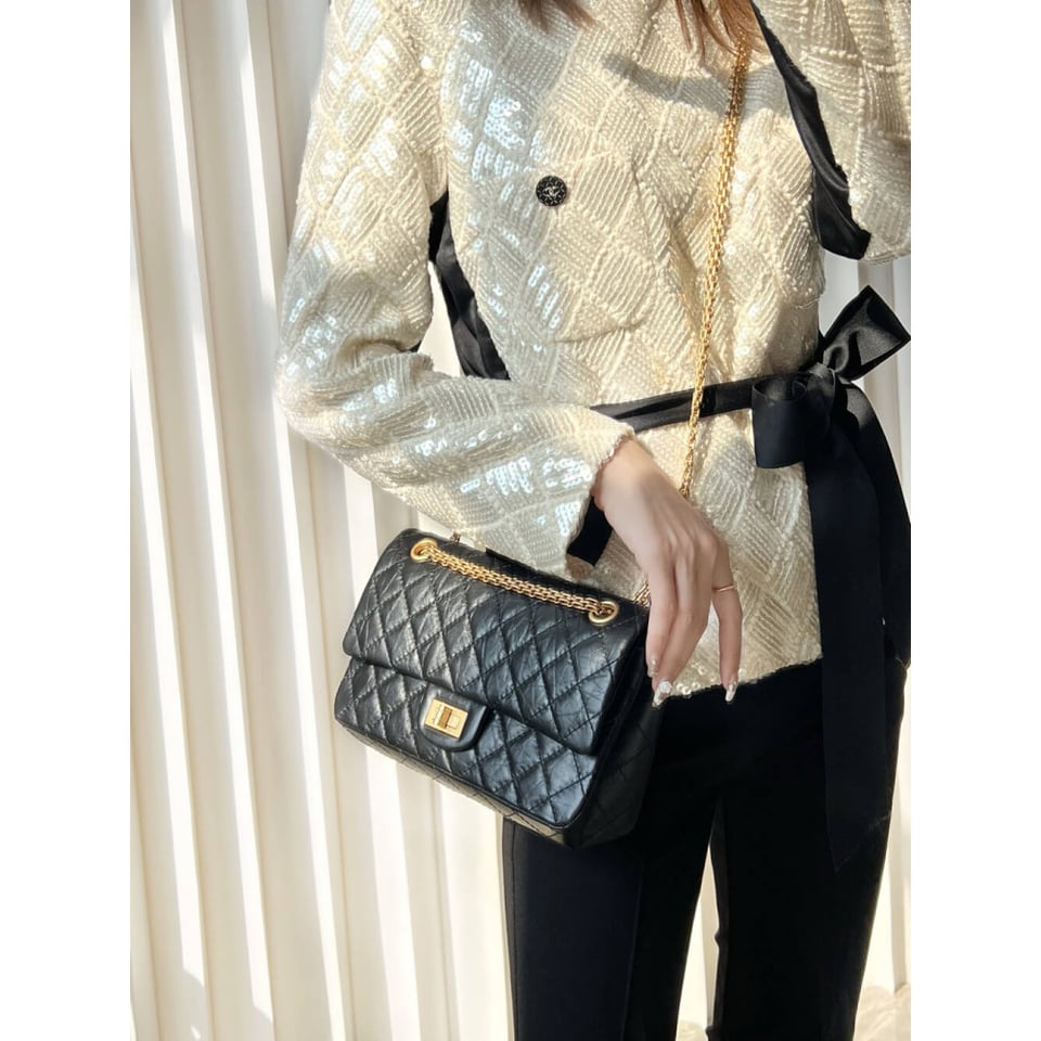 Chanel 2.55 Reissue 227 Aged Calf Black Flap Bag 28cm view 5