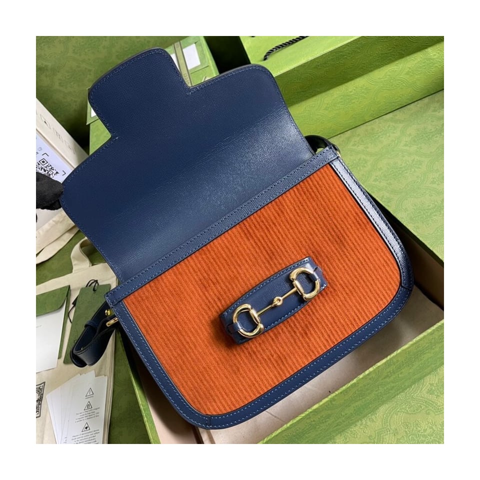 Gucci Horsebit 1955 Small Bag Brown Corduroy view 11
