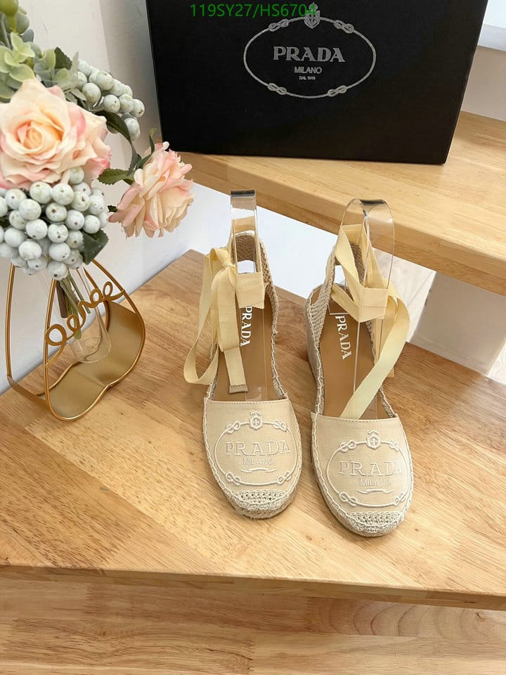 Prada Linen Espadrille Wedge Sandals Beige view 3