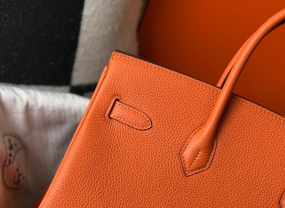 Hermes Birkin 35Cm Bag Orange Togo Gold Hardware view 7