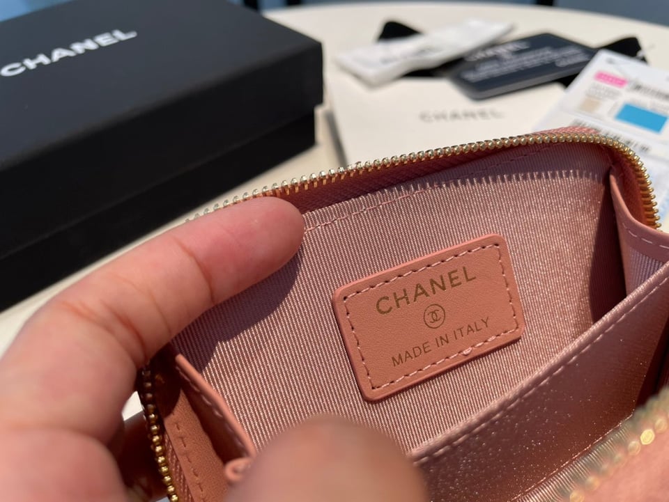 Chanel Zipped Coin Purse 11 Peach Grained Calfskin view 5