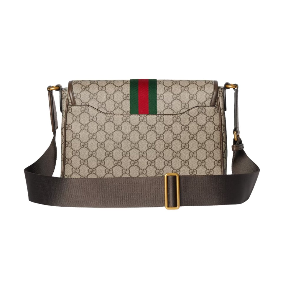 Gucci Ophidia Medium Messenger Bag 29.5cm/11.6in Beige And Dark Brown GG Monogram Coated Fabric 834467 view 4