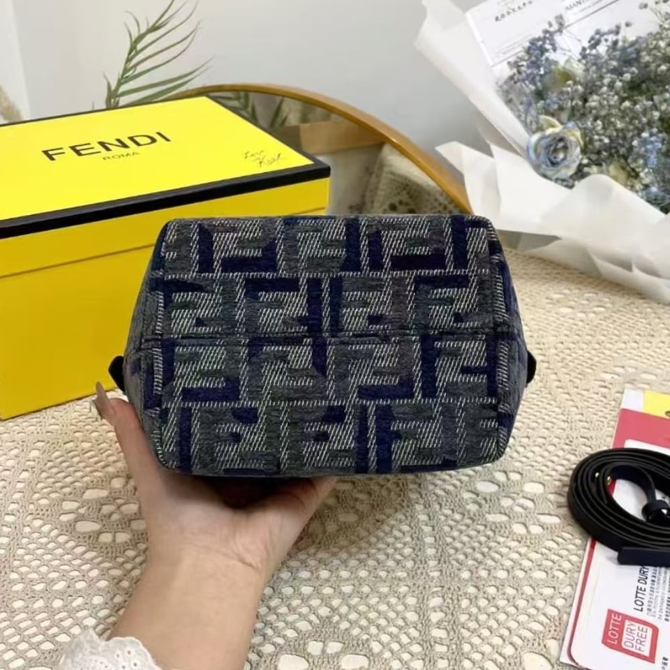 Fendi Roll Mini Ff Chenille Bag Dark Blue 16Cm view 6