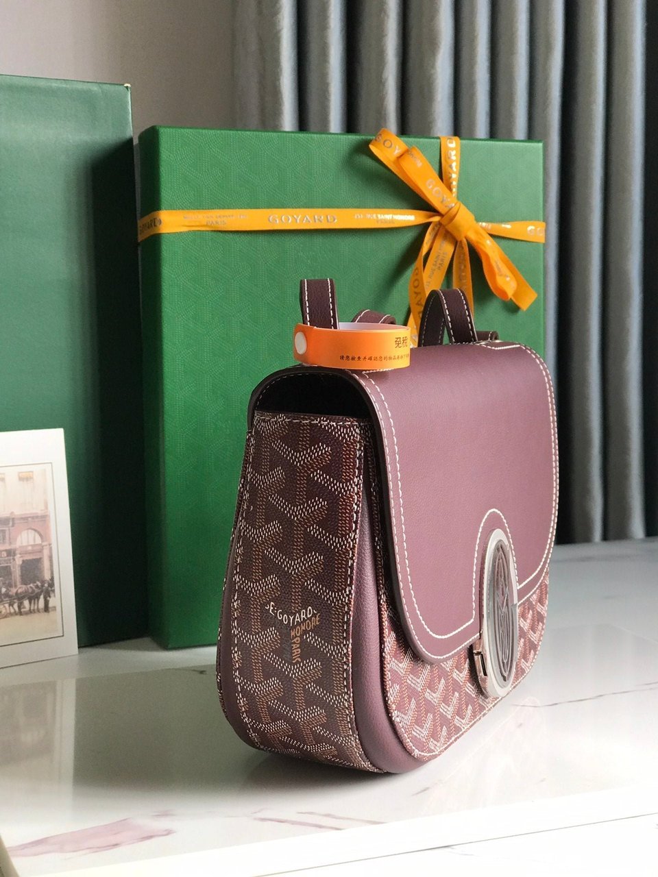 Goyard 233 Bag Wine Red Calfskin And Goyardine Canvas 25cm view 9