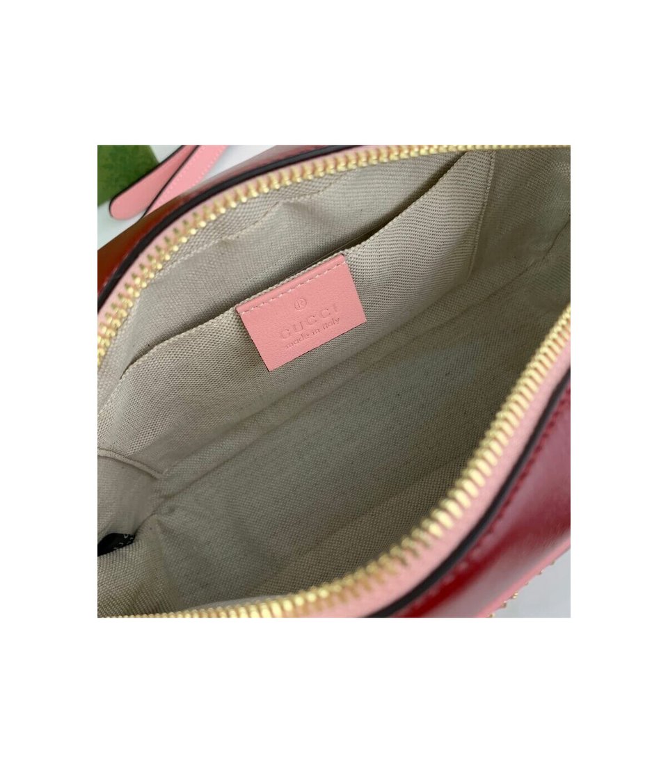 Gucci GG Marmont Small Shoulder Bag Red and Emerald Leather view 12