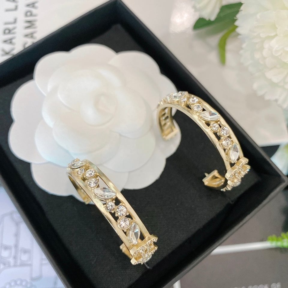 Chanel Hoop Gold Earrings view 7