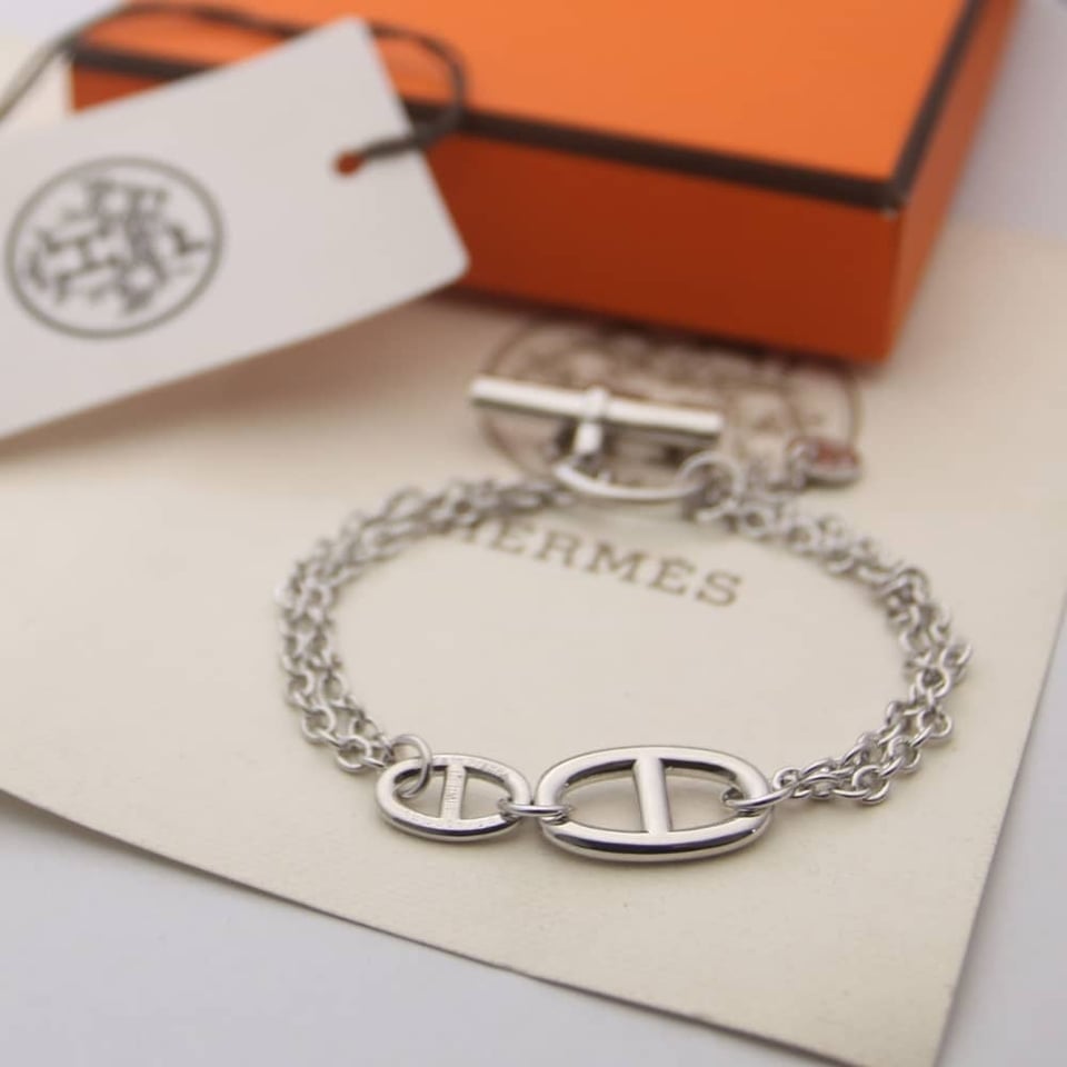 Hermes Double Bracelet Silver view 2