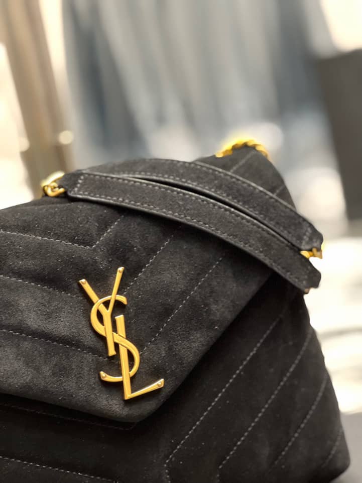 Saint Laurent Loulou Small Flap Bag Suede Black 25Cm view 5