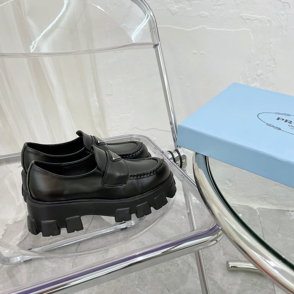 Prada Monolith Brushed Black Leather Loafers 2De129B4Lf0002 view 8