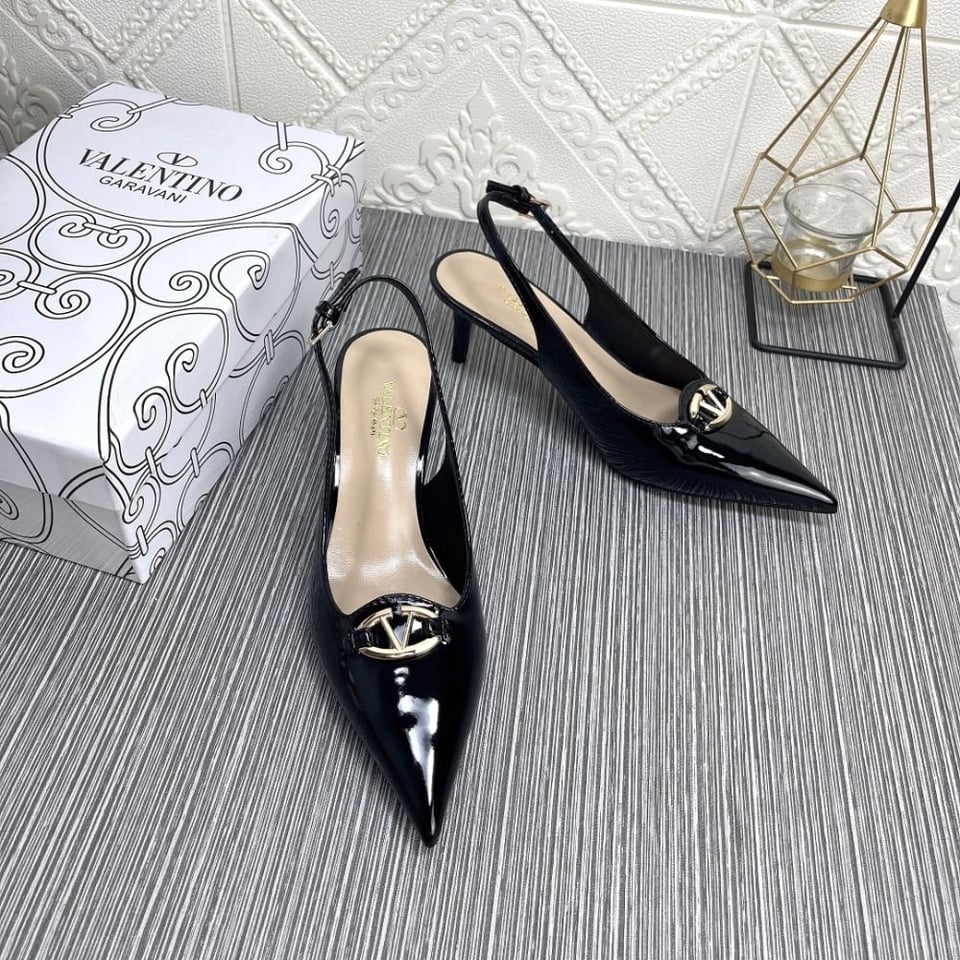 Valentino Vlogo The Bold Edition Slingback Pumps In Patent Leather 60Mm In Black view 6
