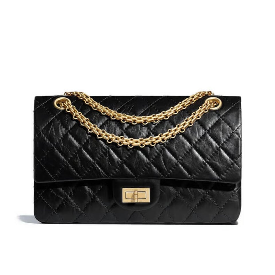 Chanel 2.55 Reissue 227 Aged Calf Black Flap Bag 28cm