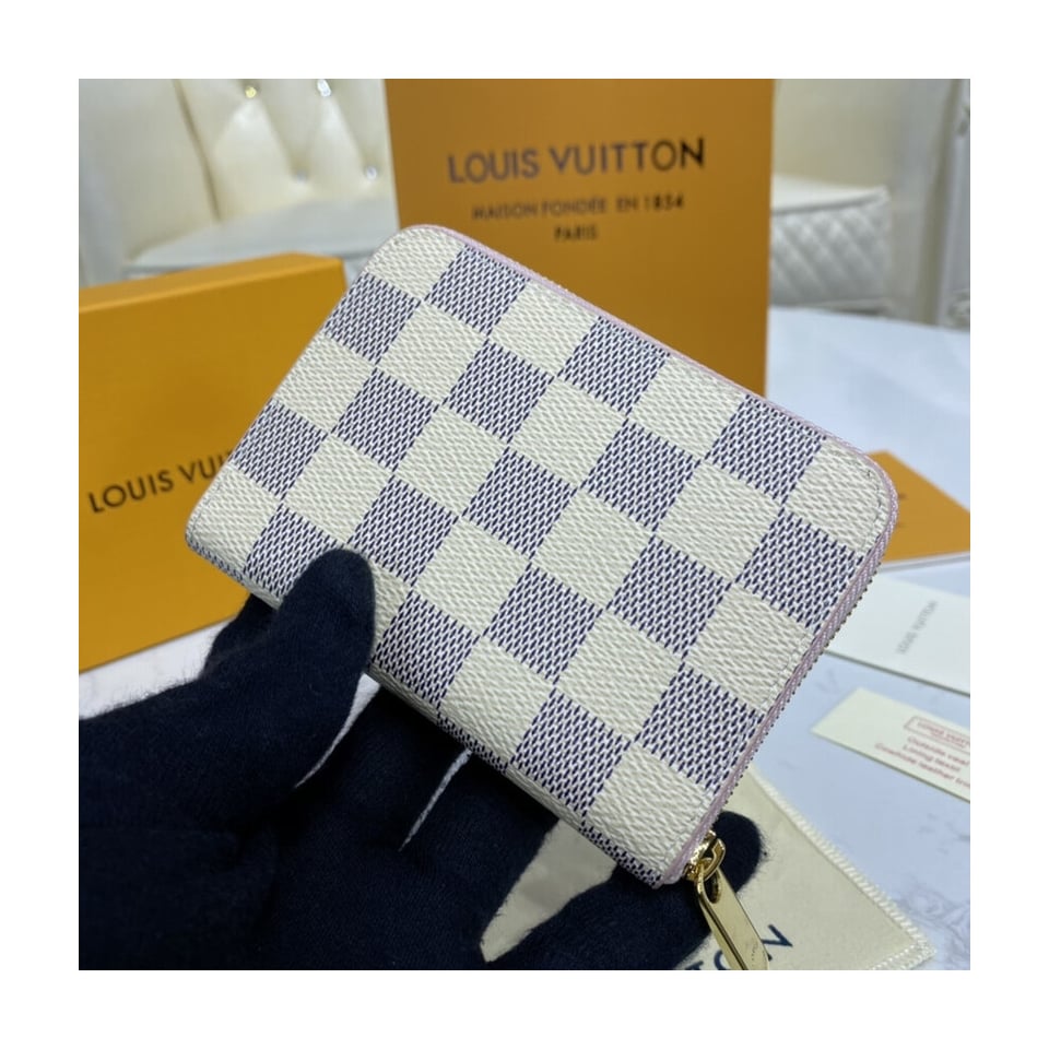 Louis Vuitton Damier Azur Zippy Coin Purse Pink view 5