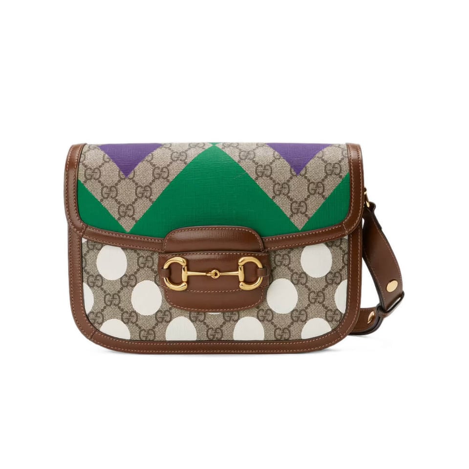 Gucci Horsebit 1955 Shoulder Bag With Geometric Print view 2