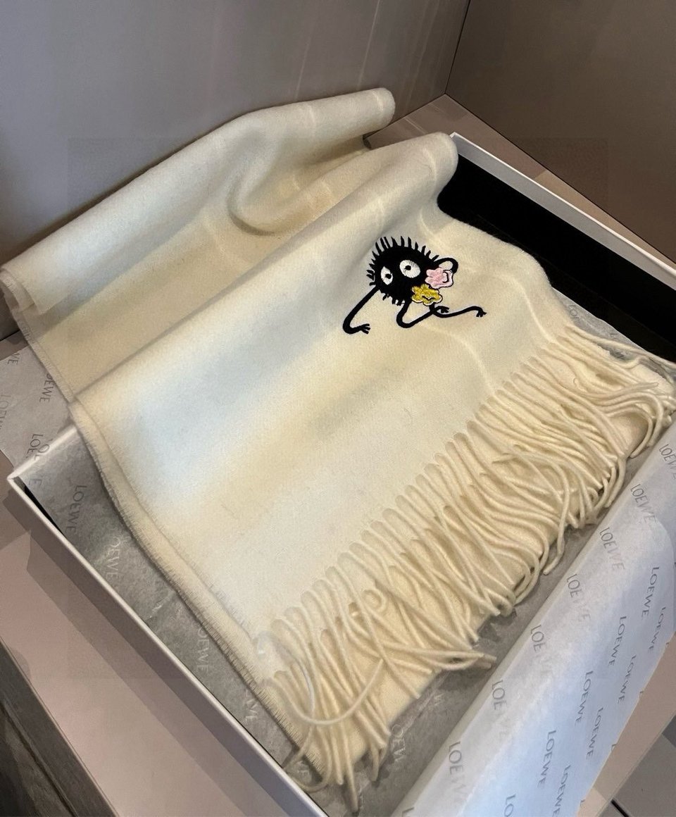 Loewe Mohair Scarf Soot Sprite White For Women 180cm view 4