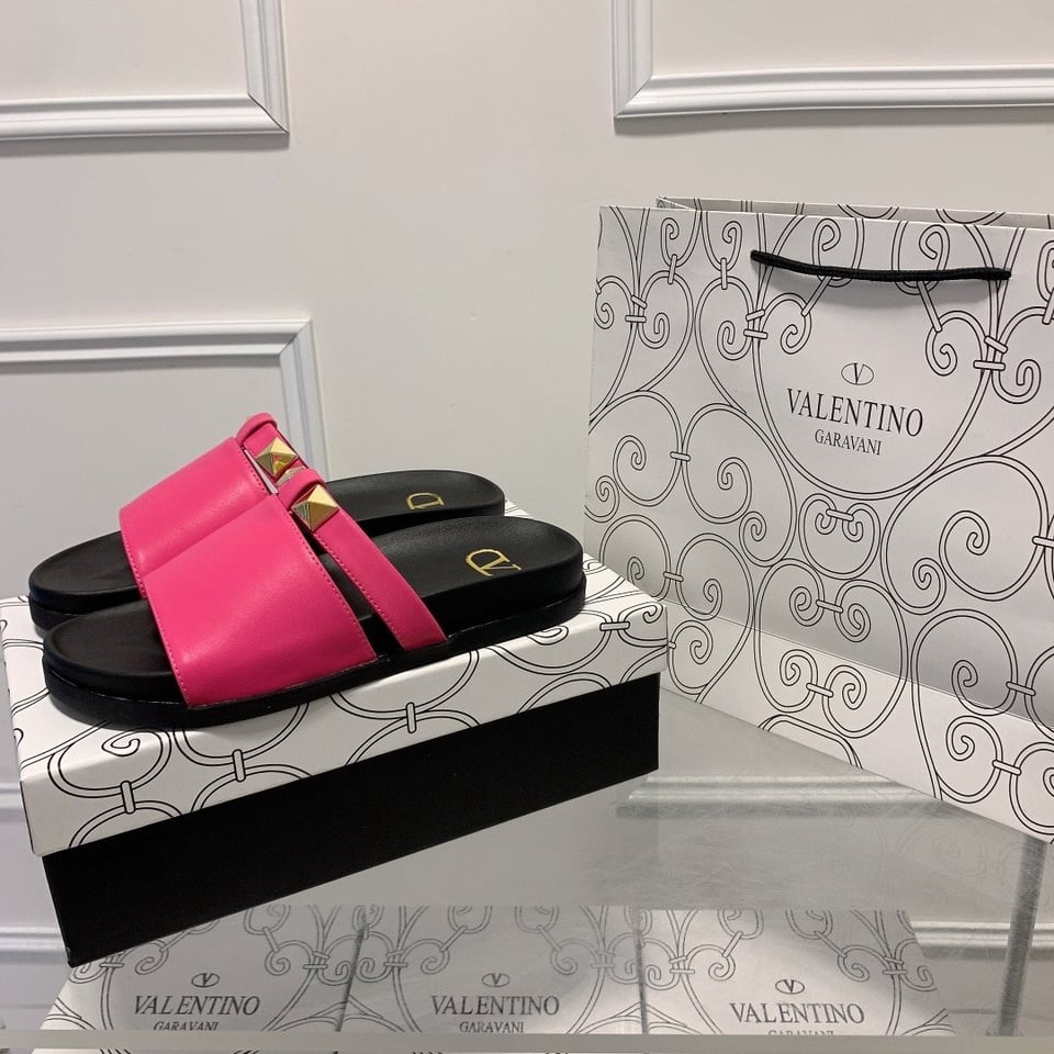 Valentino Rockstud Pink Slide Sandals view 5