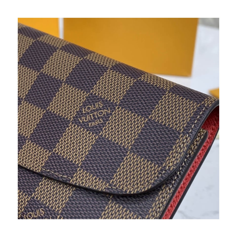 Louis Vuitton Damier Ebene Emilie Wallet Red view 7