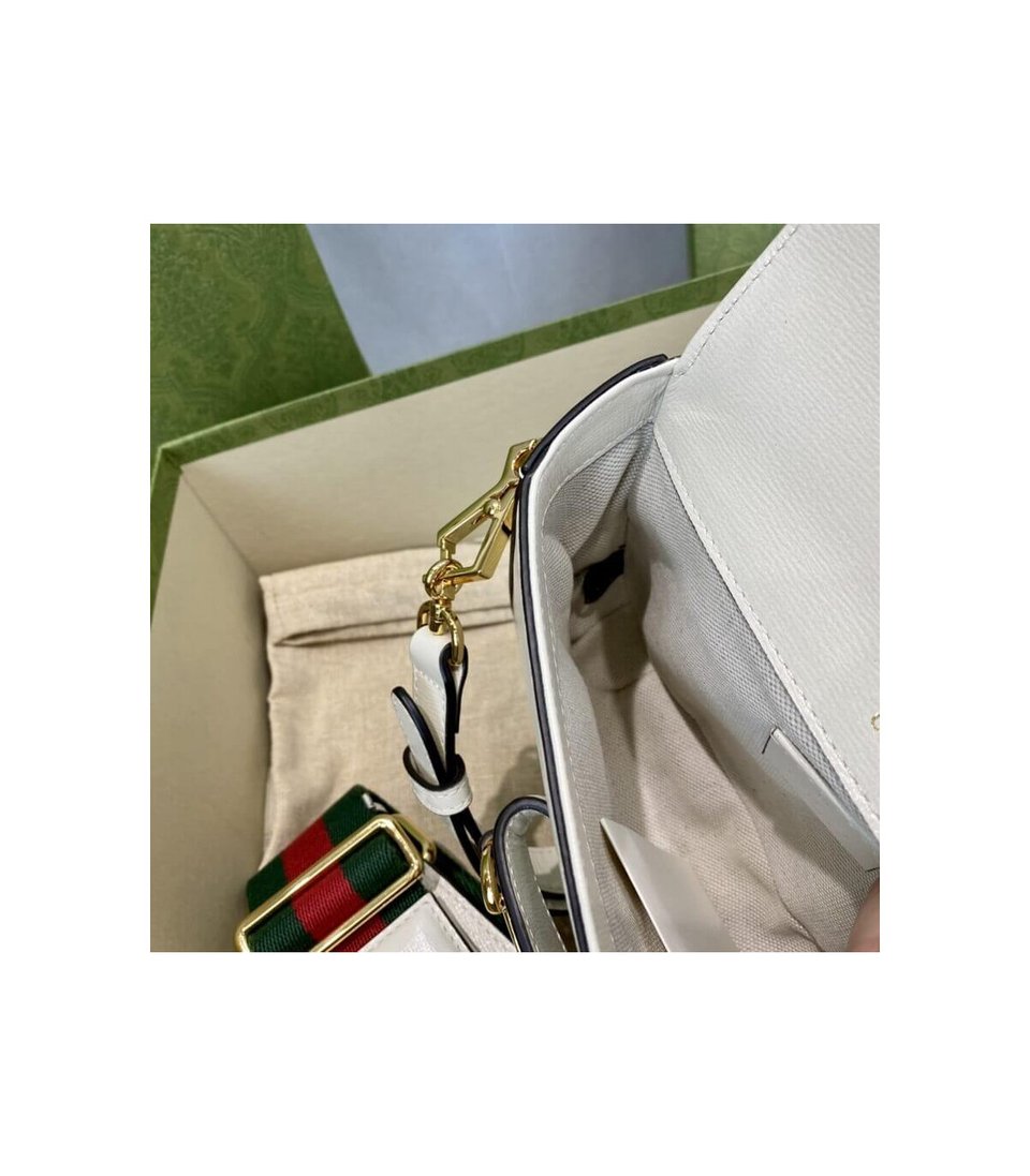 Gucci Horsebit 1955 Mini Bag in White Leather 20.5cm/8.1in view 14