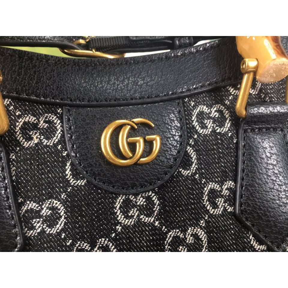 Gucci Diana Small Tote Bag in Black Denim view 8