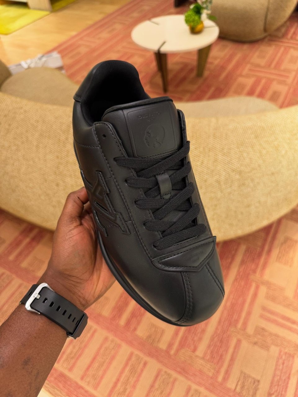 Louis Vuitton Black Leather Sneakers Embossed For Men view 3