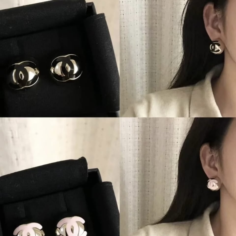 Chanel Stud Earrings Gold Black Abe810 B19198 Nacvd view 4