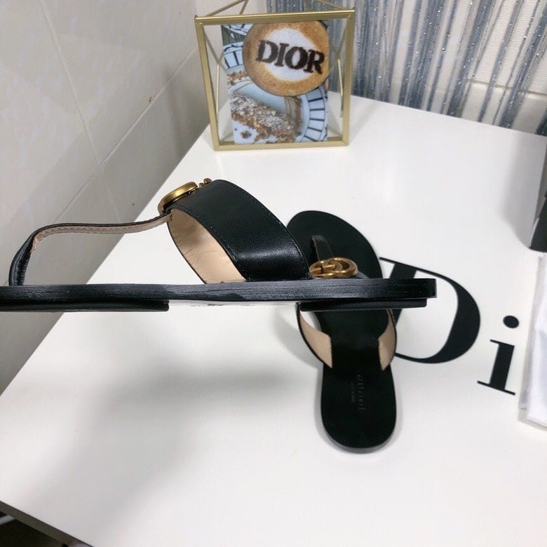 Gucci Double G Thong Leather Black ?497444 A3N00 1000 view 4
