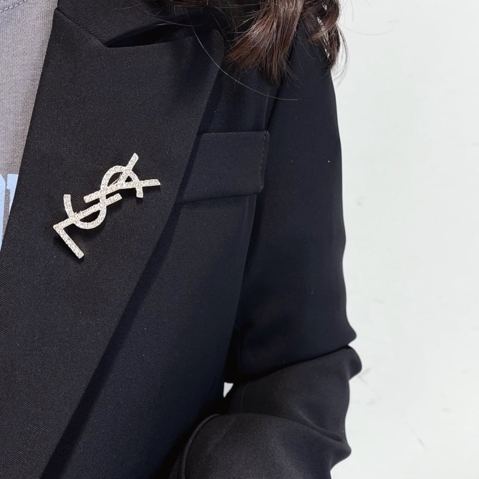Saint Laurent Ysl Brooch Silver With Stones Attached view 3