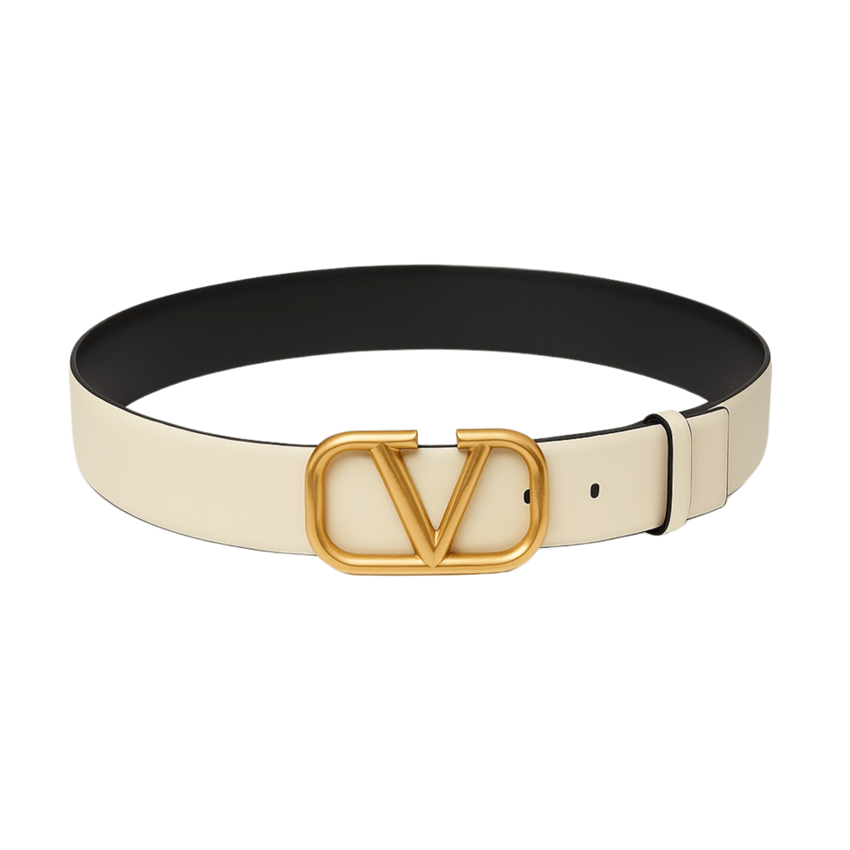 Valentino Reversible Vlogo Signature Belt In Glossy Calfskin 40 mm Women’s Belt White