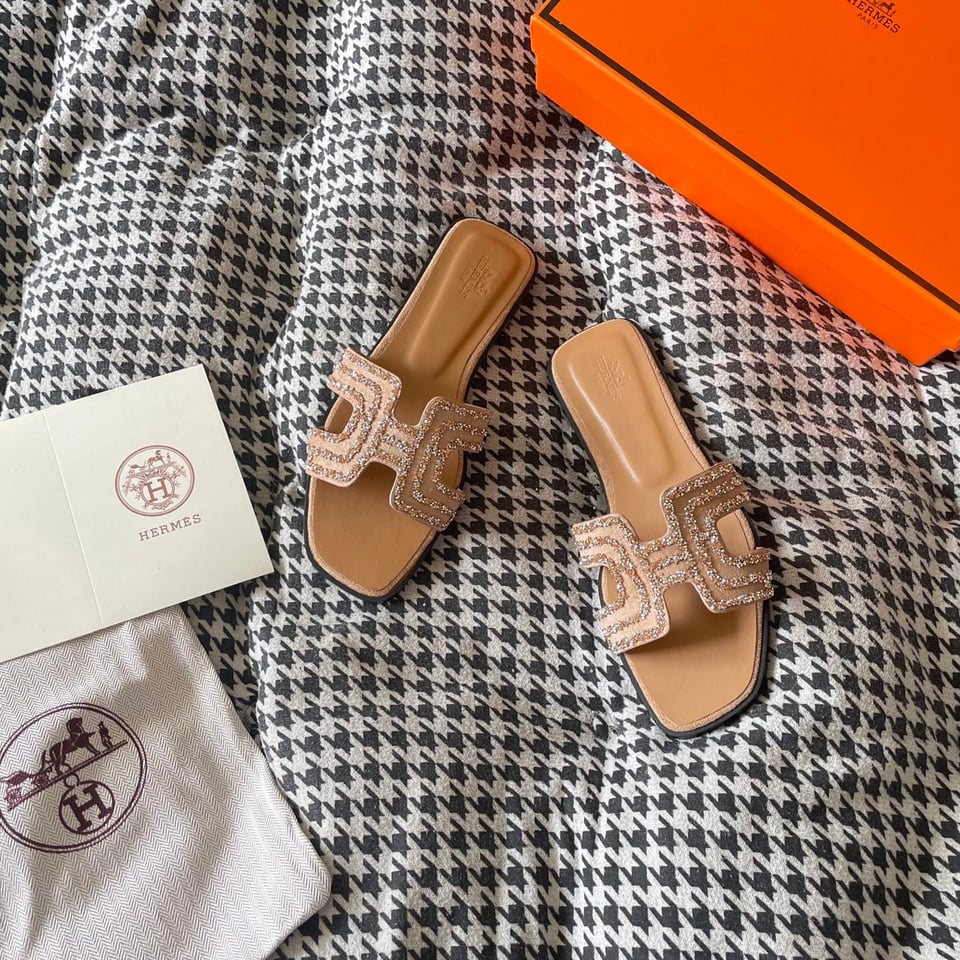 Hermes Oran Sandal Beige Macram? Nude H212010Z 3E350 view 3