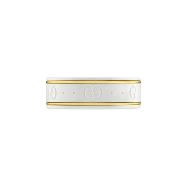 Gucci Icon Ring With Yellow Gold Interlocking G White