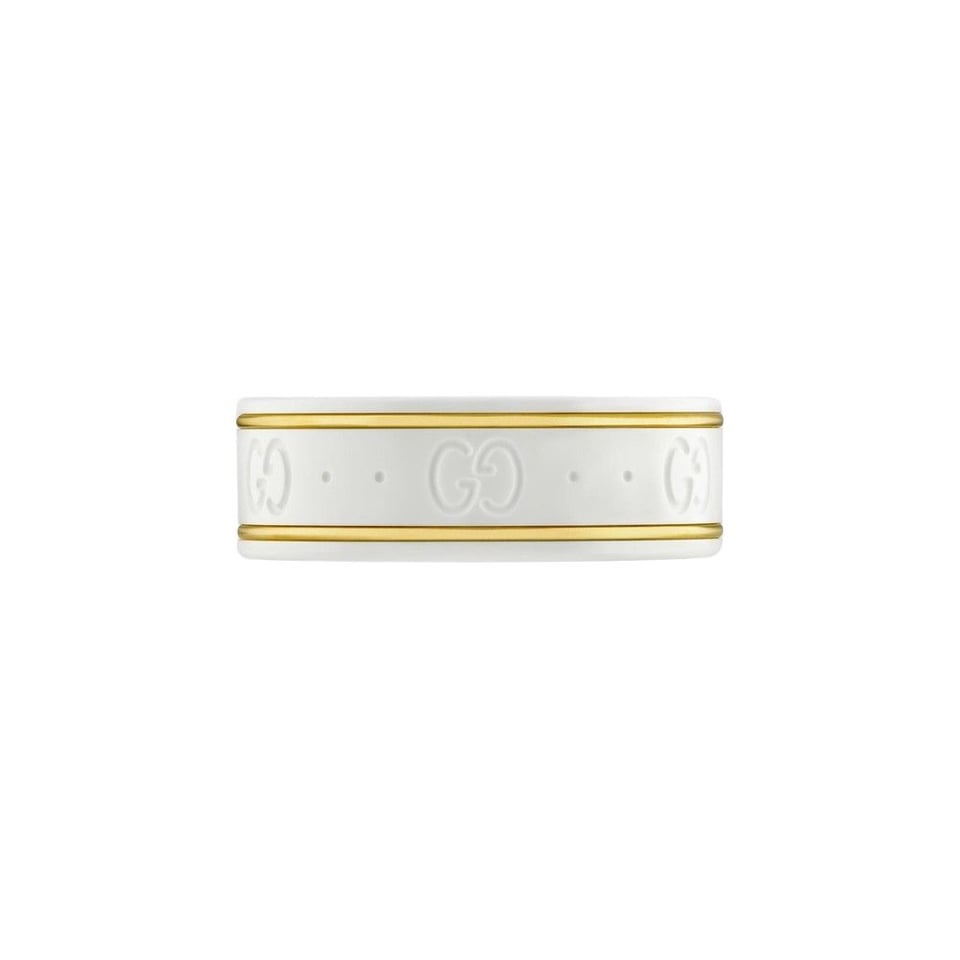 Gucci Icon Ring With Yellow Gold Interlocking G White