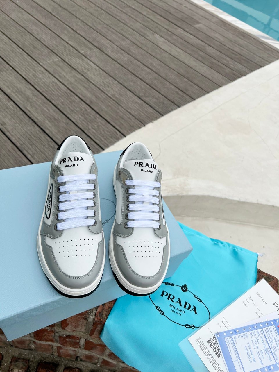 Prada District Perforated Leather Sneakers Grey 1E790M3Lj6F0A4Cf030 view 9