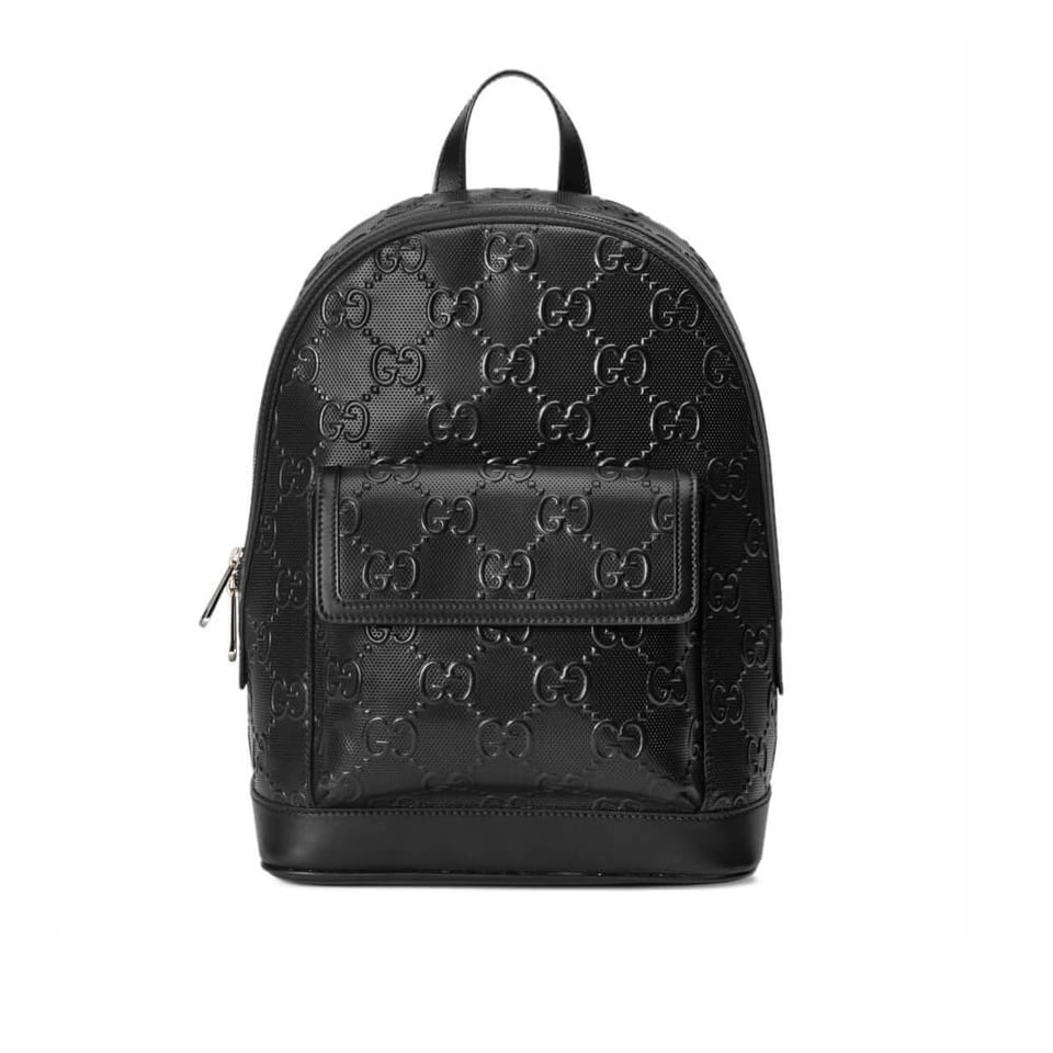 Gucci GG Embossed Backpack in Black Leather