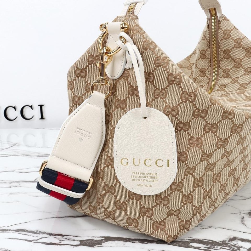 Gucci Brera Medium Crossbody Bag 33cm/13in Sand And Dark Brown GG Canvas A00B4O view 9