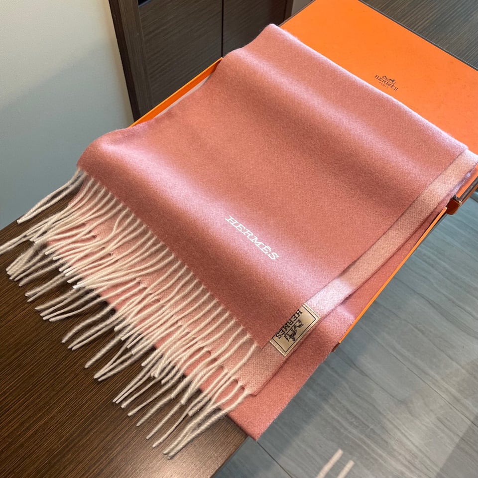 Hermes Cashmere Scarf Ombre Pink For Women 180cm view 6