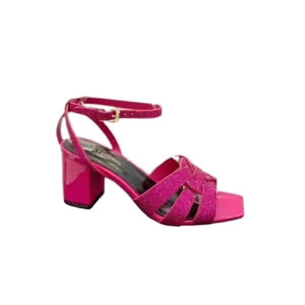 Saint Laurent Tribute Leather Sandals Metallic Pink view 2