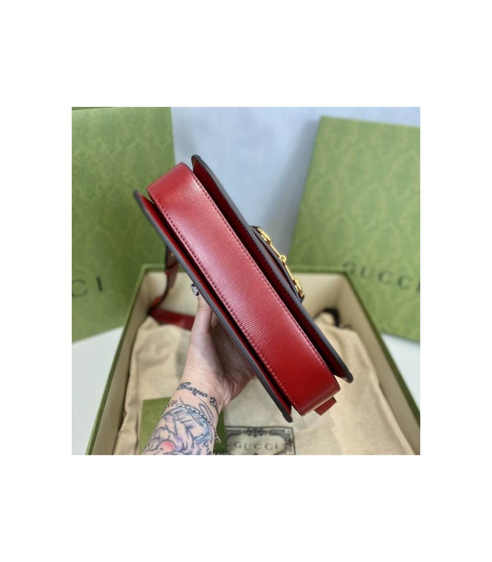 Gucci 1955 Horsebit Red GG Supreme Canvas Shoulder Bag 25cm view 11