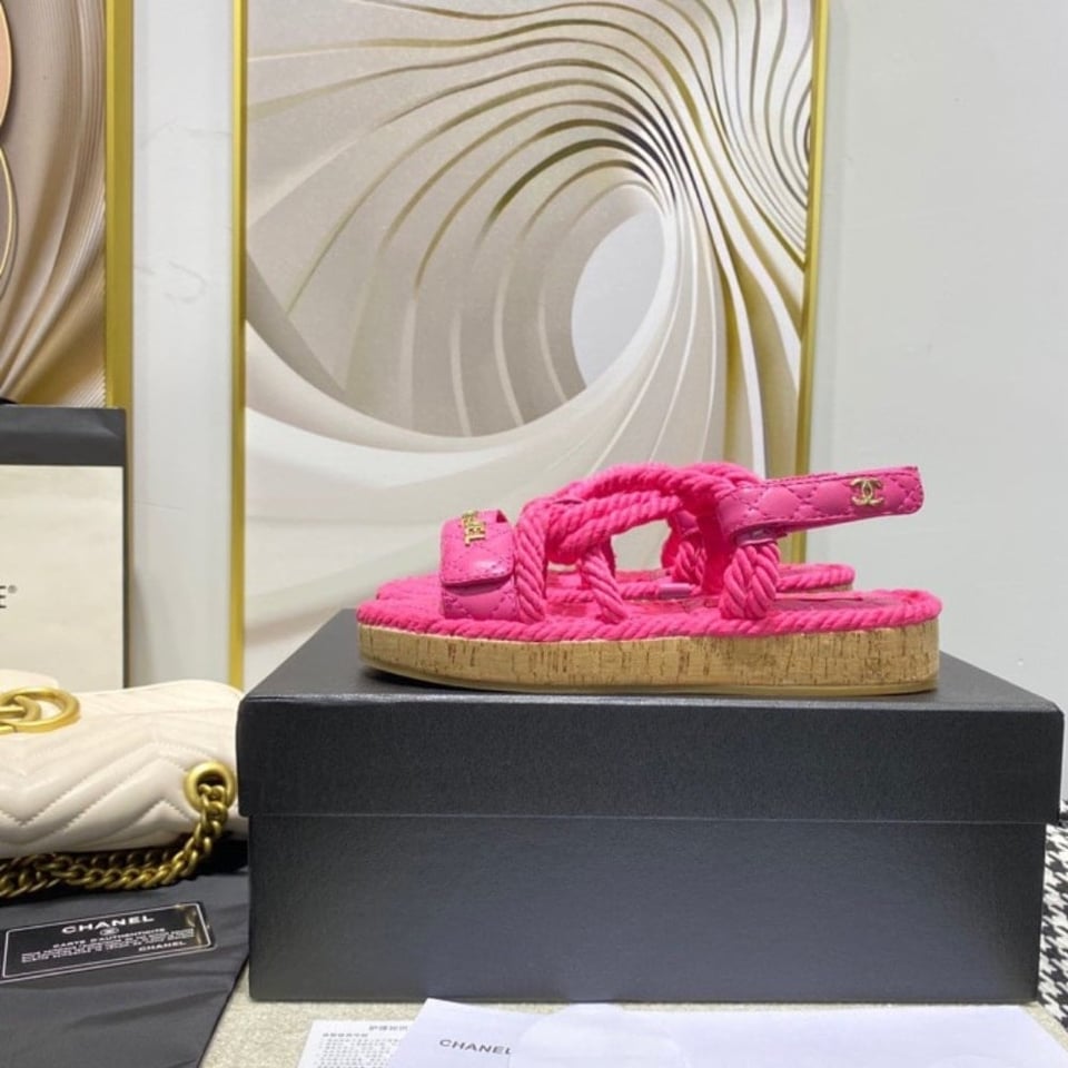 Chanel Rope Sandals Strap Pink view 8
