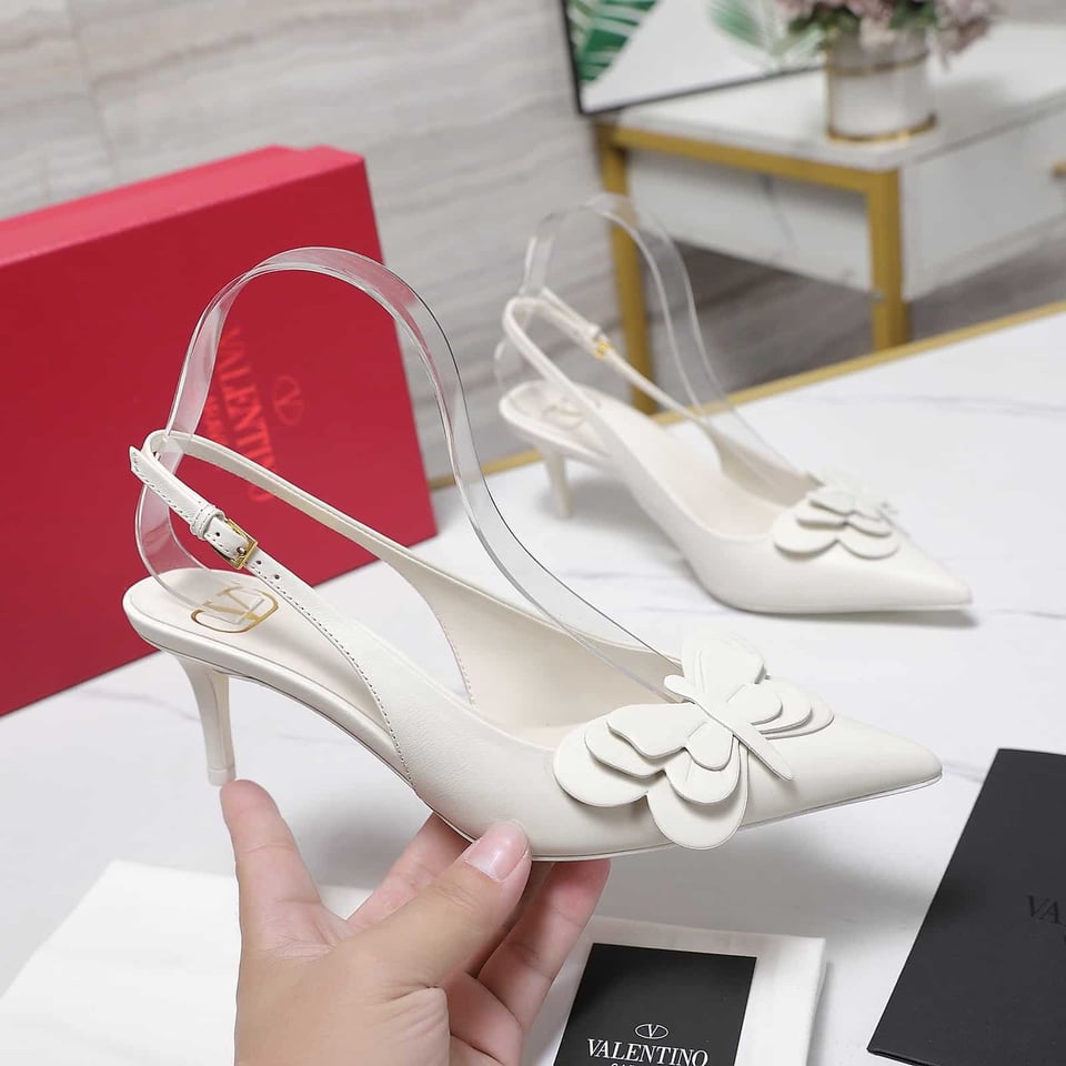 Valentino Garavani Papier Phalène Slingback Pumps White view 9
