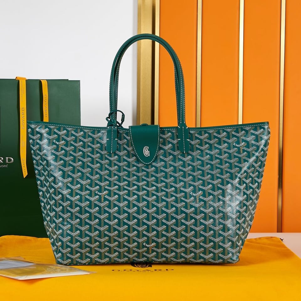 Goyard Saint Louis Pm 34Cm Green Canvas Chevroches Calfskin view 4