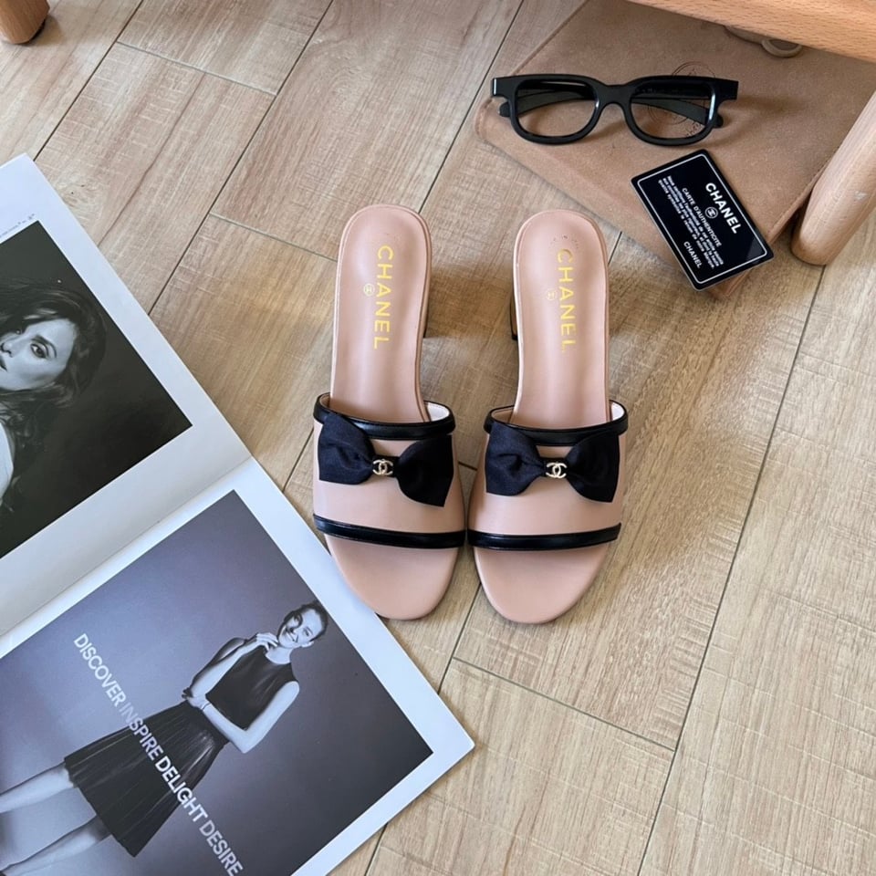 Chanel Grosgrain Ribbon Bow Mule Leather Pink view 10