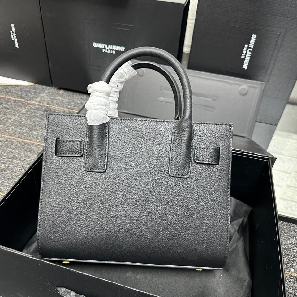 Saint Laurent Sac De Jour Baby In Grained Leather Black 26Cm view 8