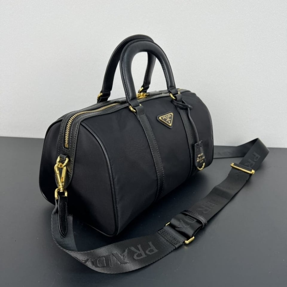 Prada Re Edition 1978 Re Nylon X Saffiano Medium Top Handle Bag Black 31Cm view 4