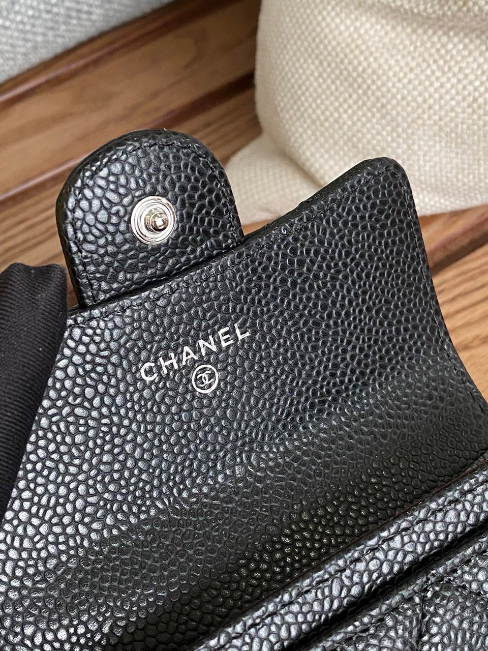 Chanel Small Wallet 11Cm Black Caviar Silver Hardware view 4