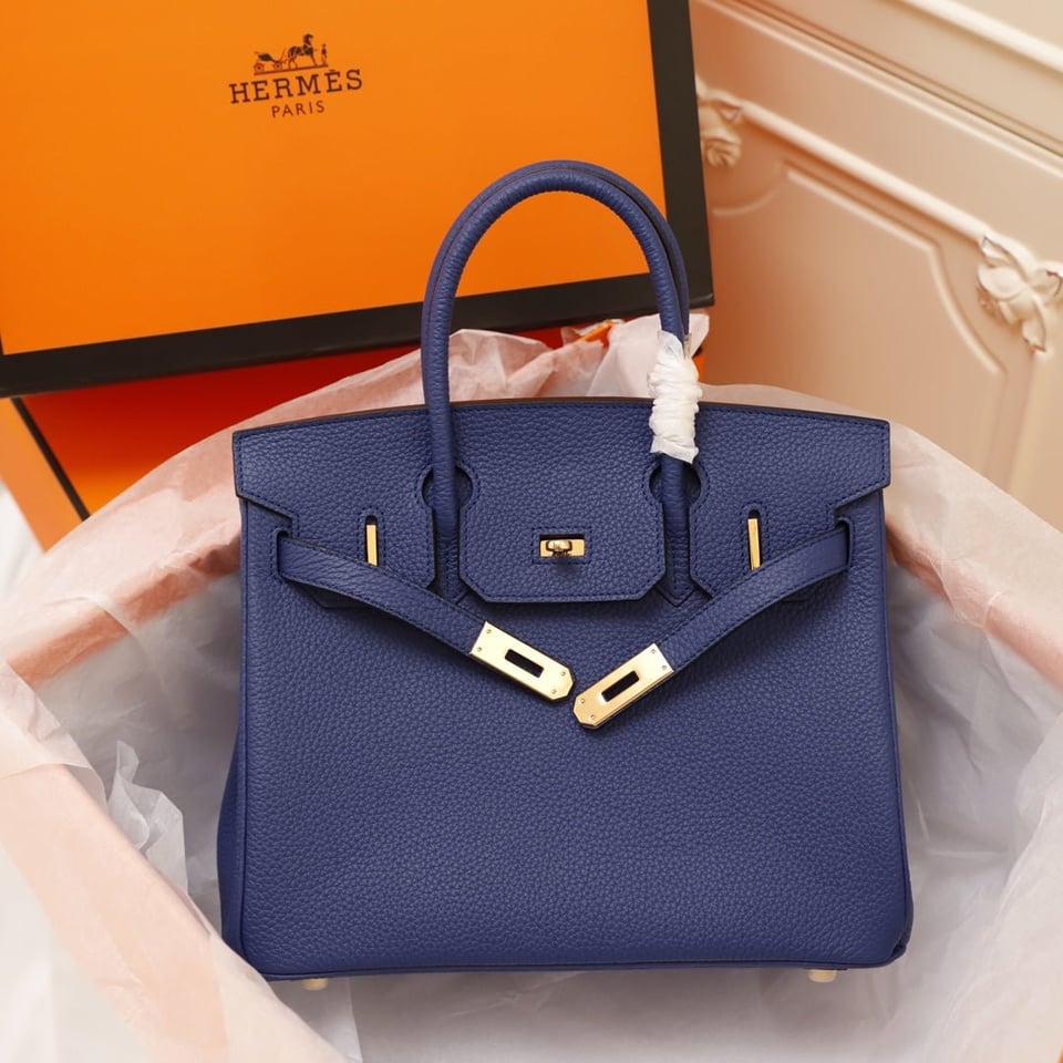 Hermes Birkin Bag 30 Navy Togo Gold Hardware view 3