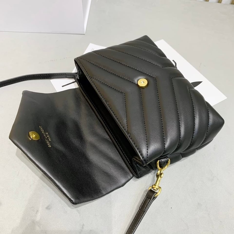 Saint Laurent Loulou Toy Strap Bag In Quilted Y Leather Black view 4