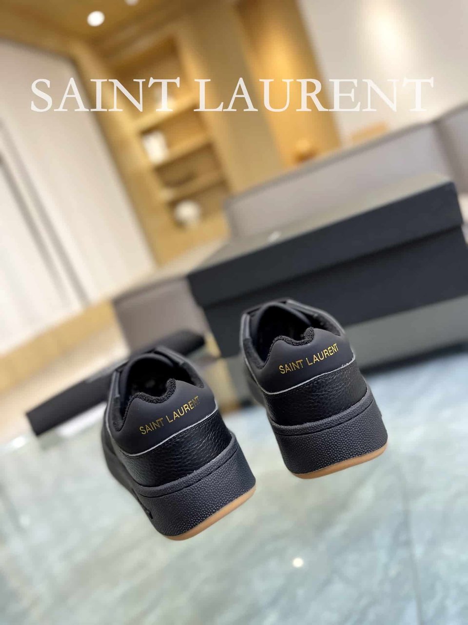 Saint Laurent Perforated Leather Sneakers Black view 6