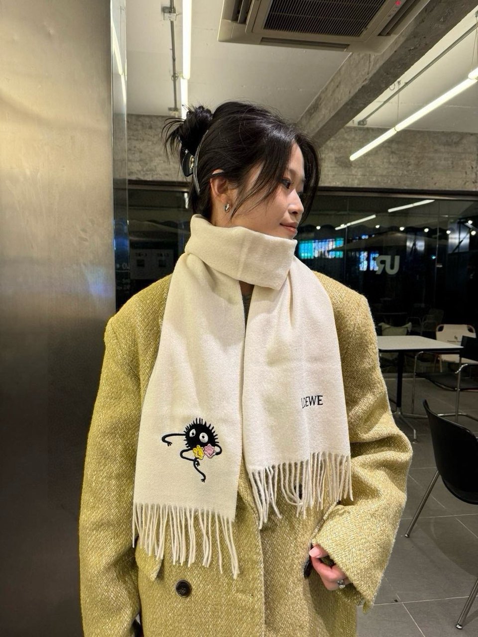 Loewe Mohair Scarf Soot Sprite White For Women 180cm view 6